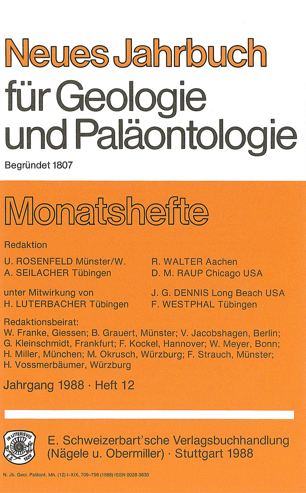 Cover image of: Neues Jahrbuch für Geologie und Paläontologie - Monatshefte Jg. 1982 Heft 12