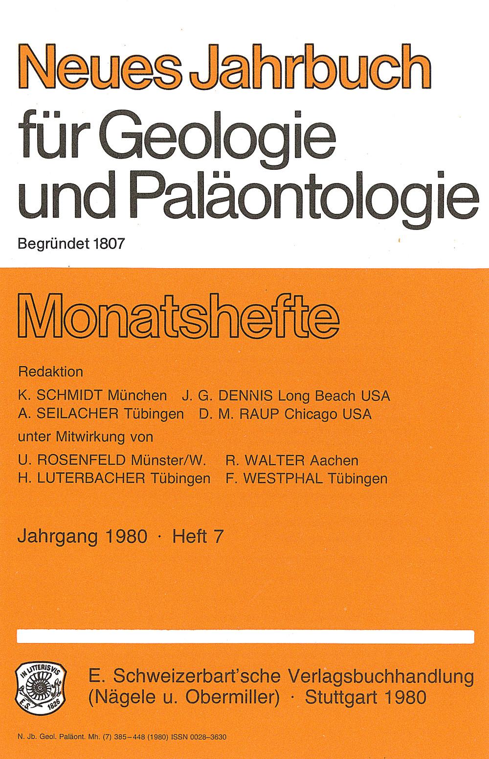 Cover image of: Neues Jahrbuch für Geologie und Paläontologie - Monatshefte Jg. 1983 Heft 7