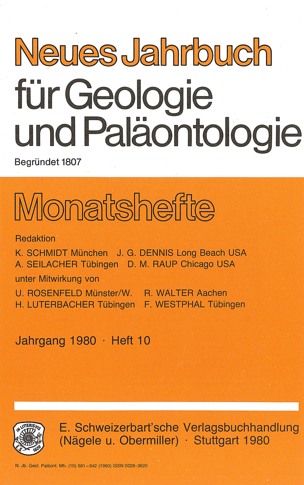 Cover image of: Neues Jahrbuch für Geologie und Paläontologie - Monatshefte Jg. 1983 Heft 10