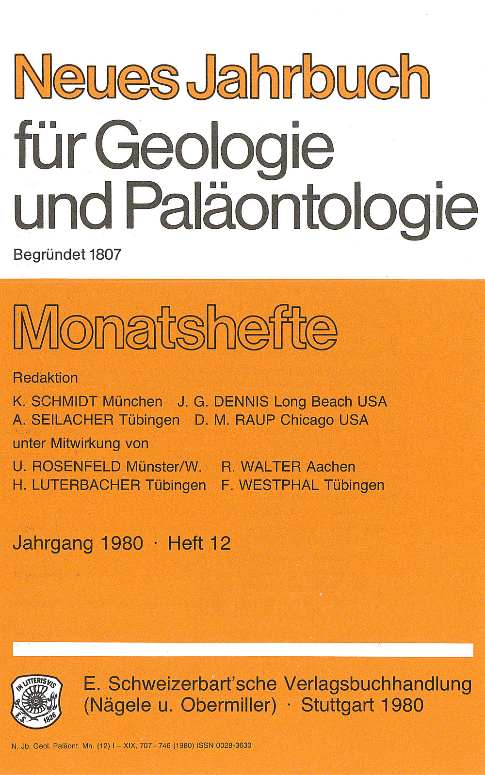 Cover image of: Neues Jahrbuch für Geologie und Paläontologie - Monatshefte Jg. 1983 Heft 12