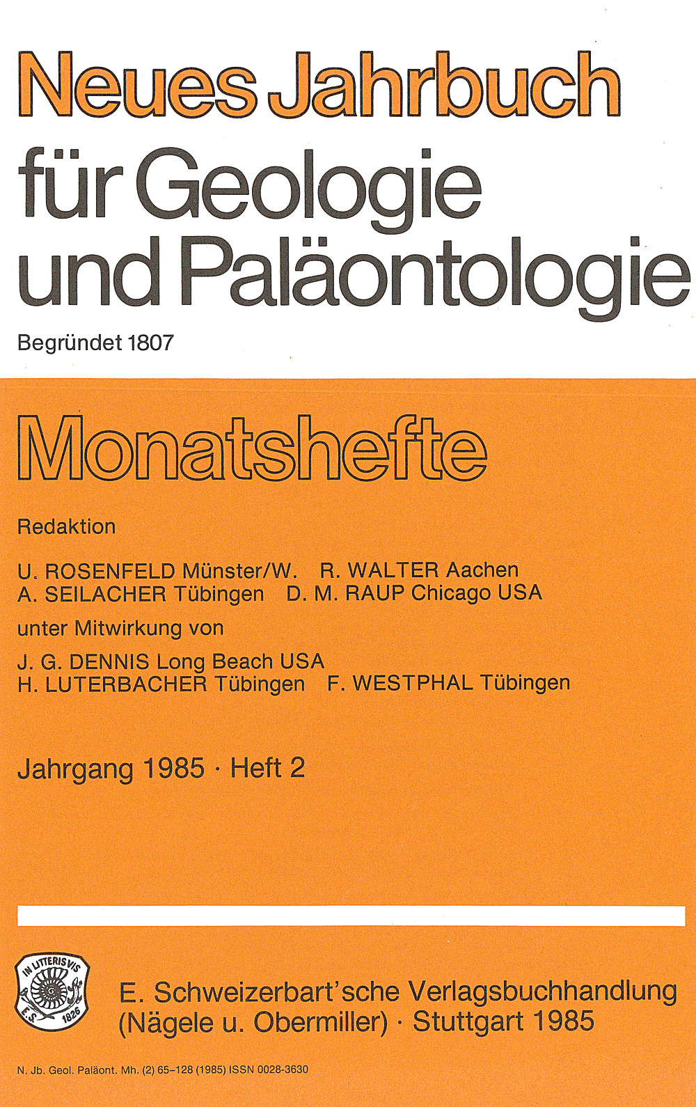 Image de couverture de: Neues Jahrbuch für Geologie und Paläontologie - Monatshefte Jg. 1985 Heft 2