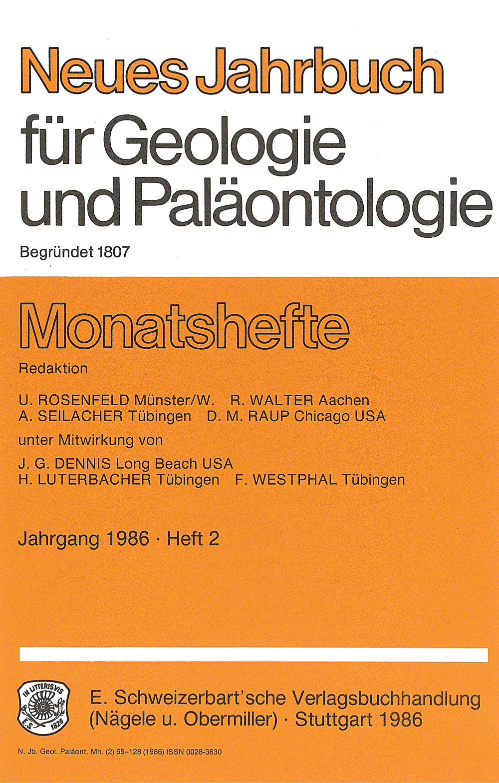 Cover image of: Neues Jahrbuch für Geologie und Paläontologie - Monatshefte Jg. 1986 Heft 2