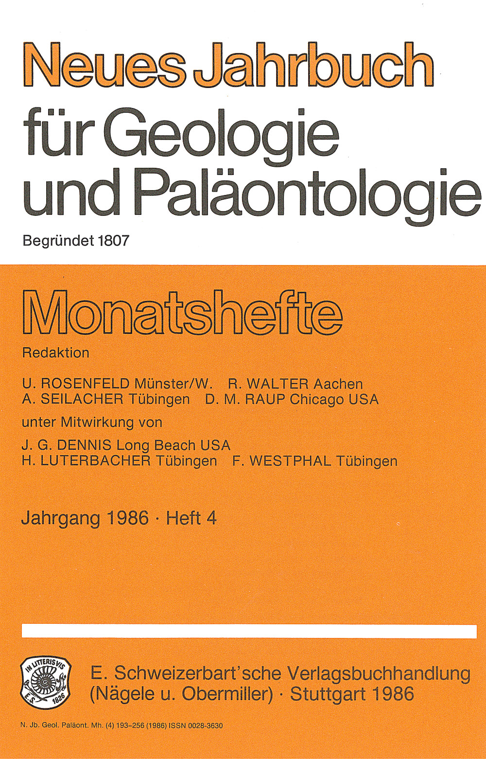 Cover image of: Neues Jahrbuch für Geologie und Paläontologie - Monatshefte Jg. 1986 Heft 4