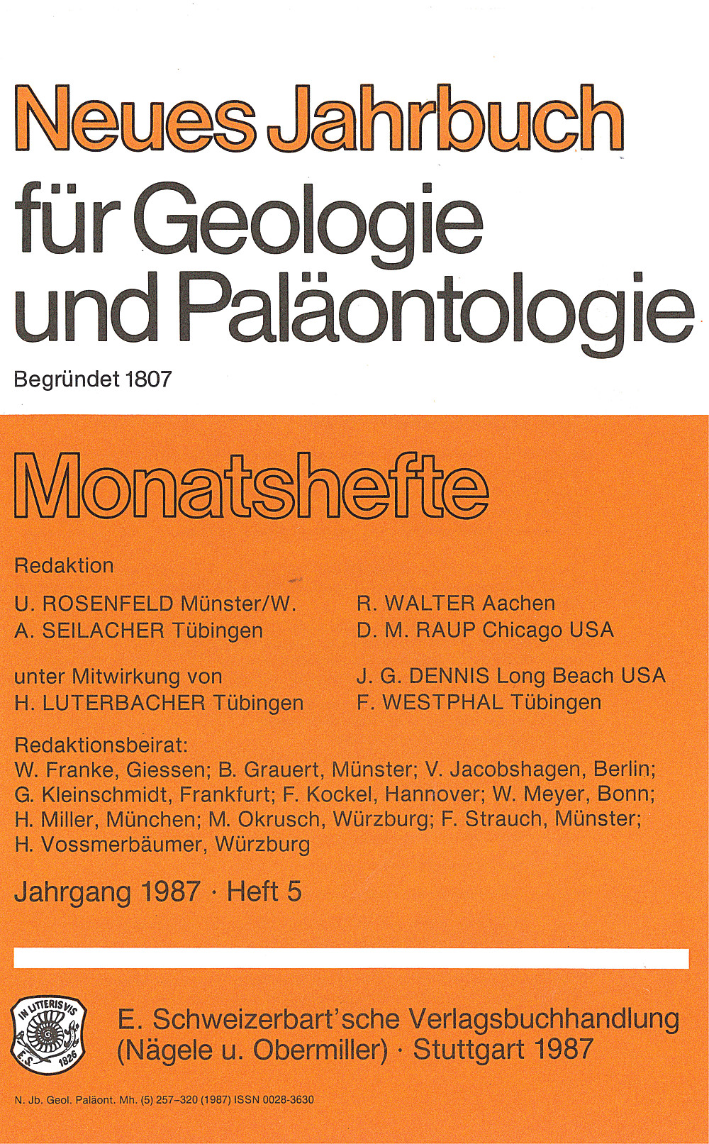 Cover image of: Neues Jahrbuch für Geologie und Paläontologie - Monatshefte Jg. 1987 Heft 5