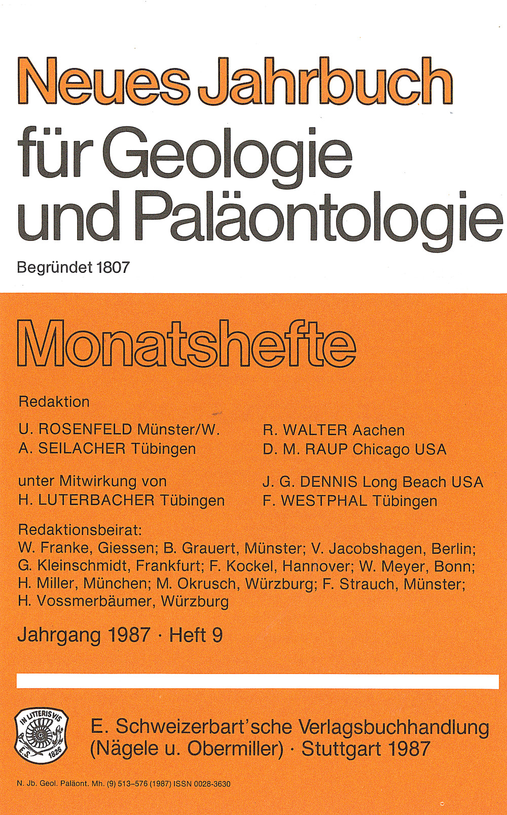 Cover image of: Neues Jahrbuch für Geologie und Paläontologie - Monatshefte Jg. 1987 Heft 9