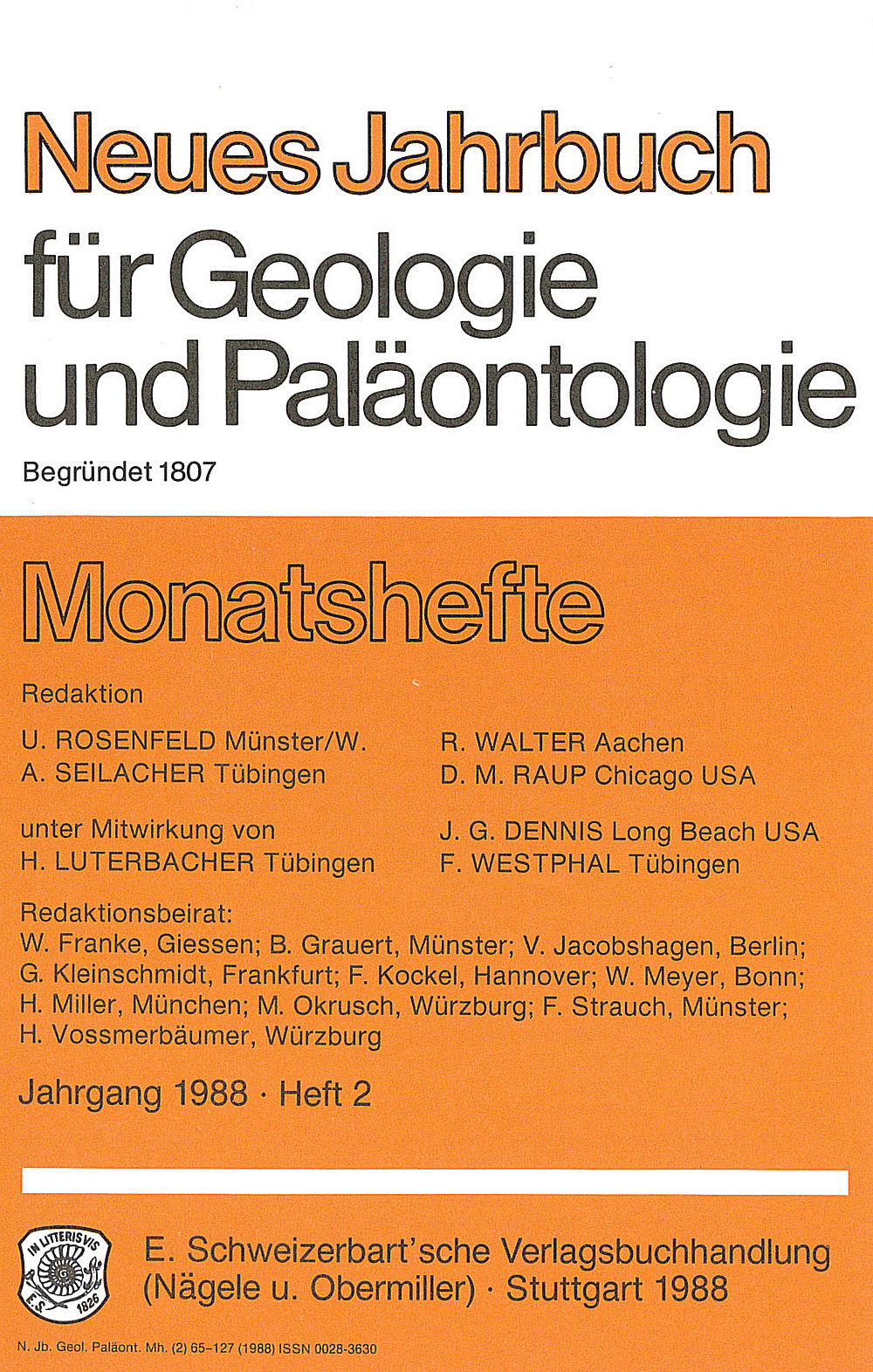 Cover image of: Neues Jahrbuch für Geologie und Paläontologie - Monatshefte Jg. 1988 Heft 2