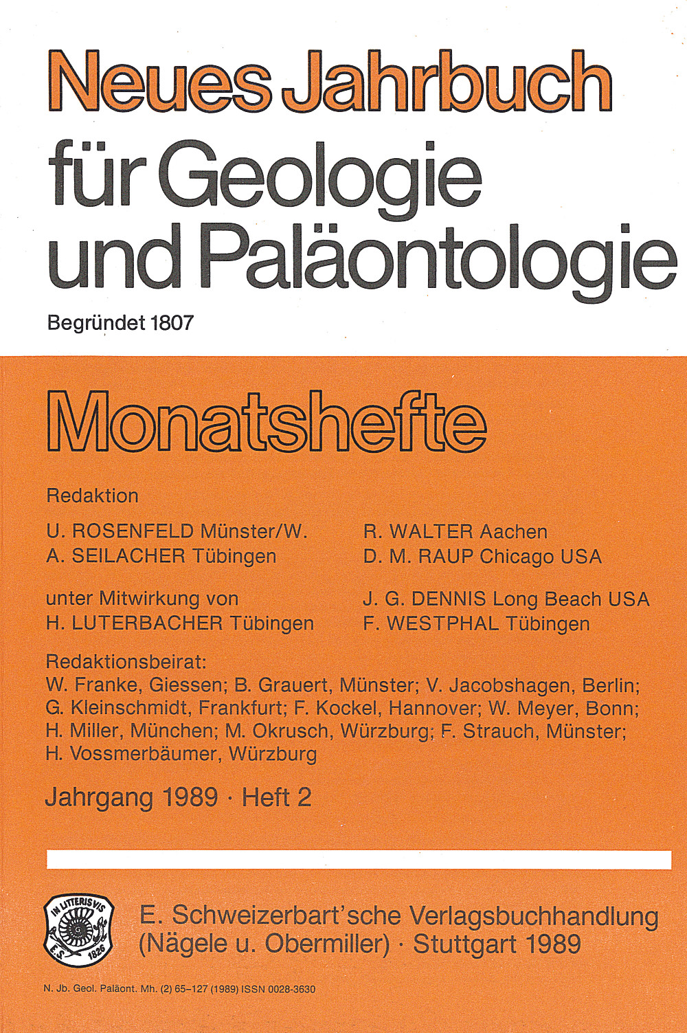 Cover image of: Neues Jahrbuch für Geologie und Paläontologie - Monatshefte Jg. 1989 Heft 2