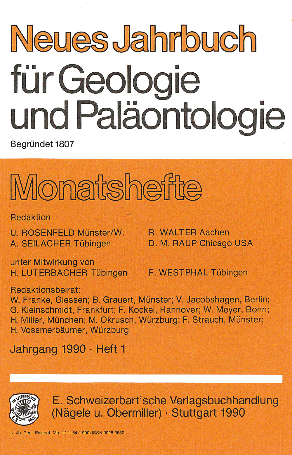Cover image of: Neues Jahrbuch für Geologie und Paläontologie - Monatshefte Jg. 1990 Heft 1