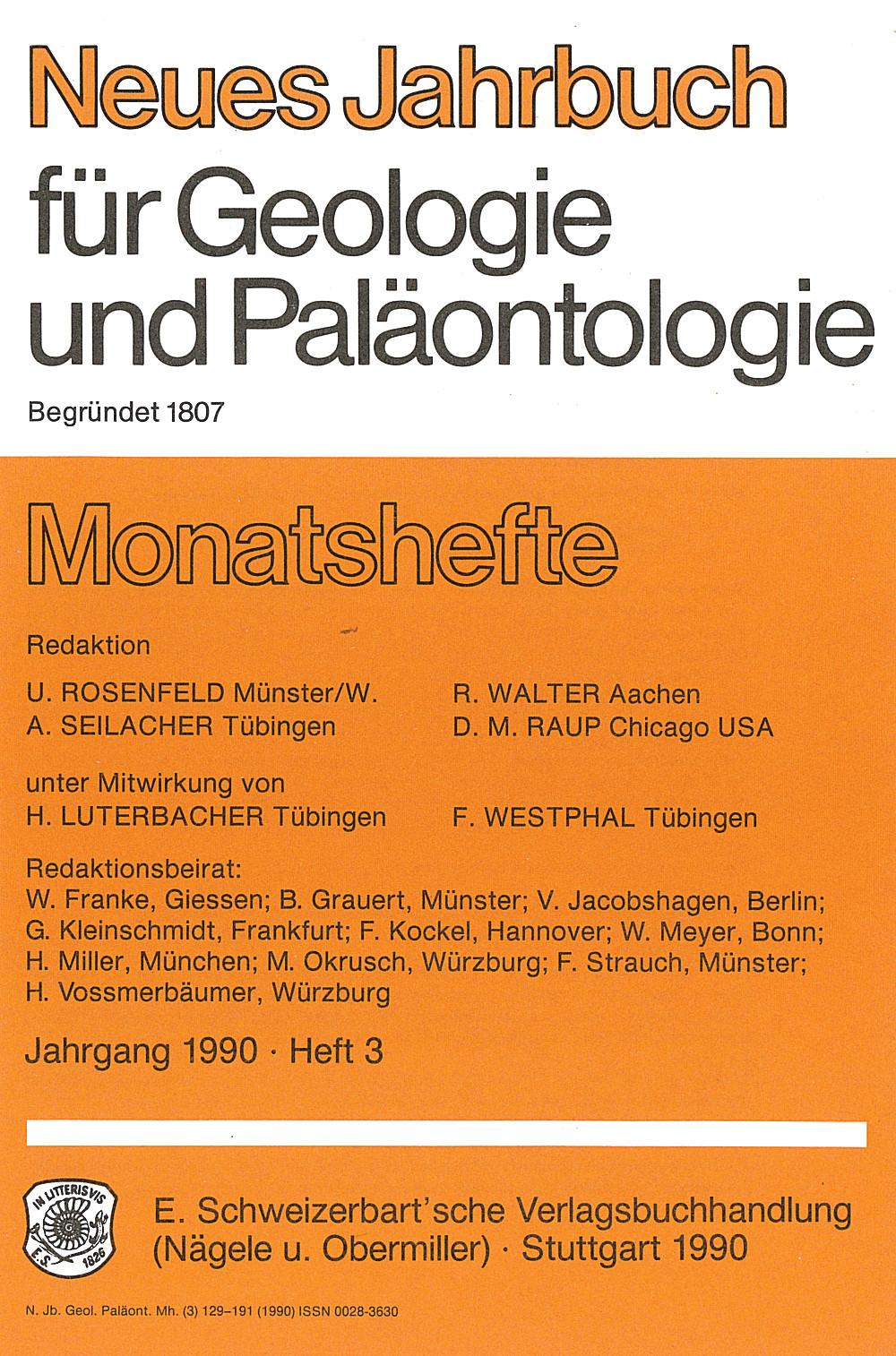 Cover image of: Neues Jahrbuch für Geologie und Paläontologie - Monatshefte Jg. 1990 Heft 3