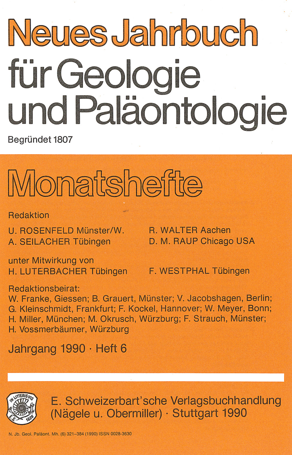 Cover image of: Neues Jahrbuch für Geologie und Paläontologie - Monatshefte Jg. 1990 Heft 6
