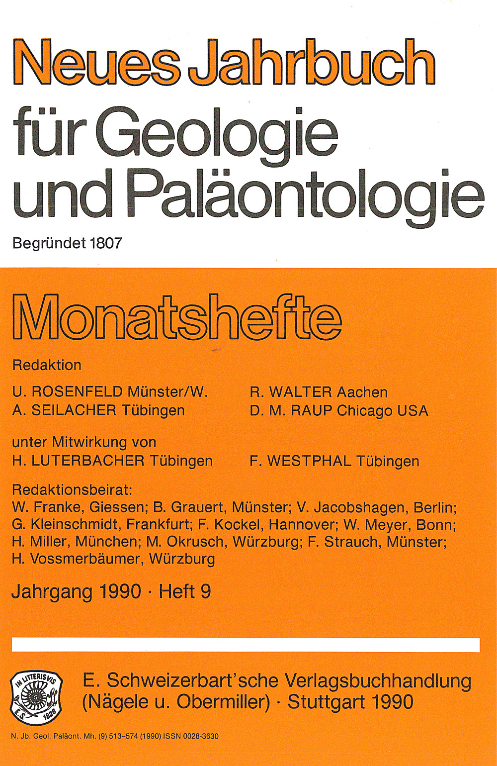 Cover image of: Neues Jahrbuch für Geologie und Paläontologie - Monatshefte Jg. 1990 Heft 9