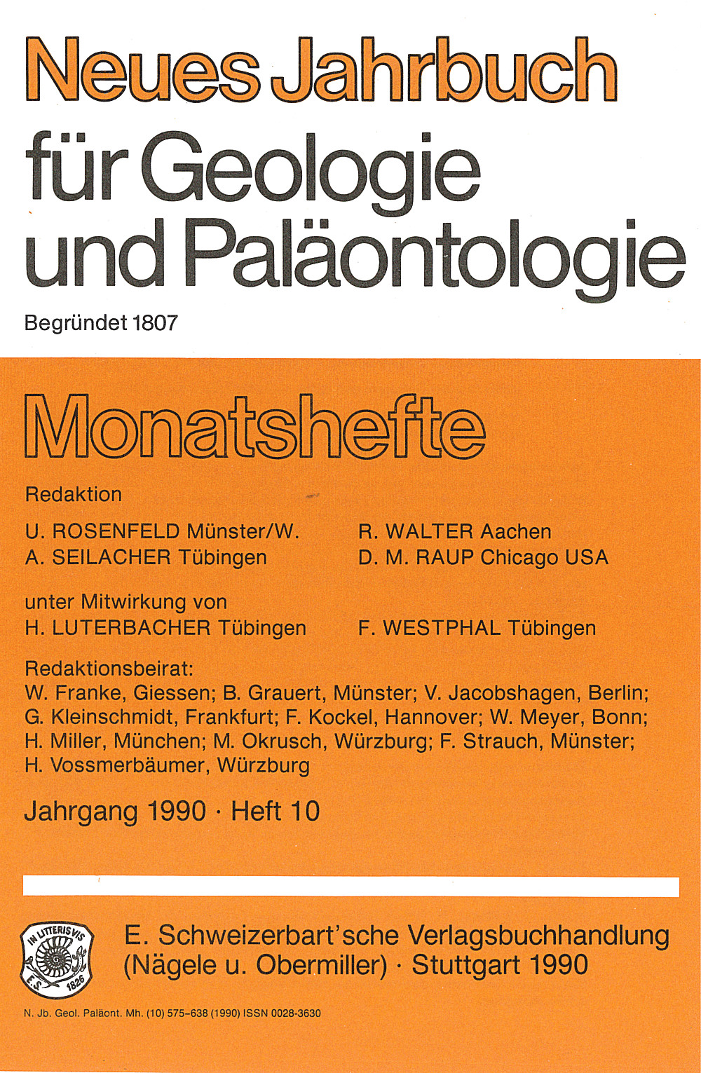 Cover image of: Neues Jahrbuch für Geologie und Paläontologie - Monatshefte Jg. 1990 Heft 10