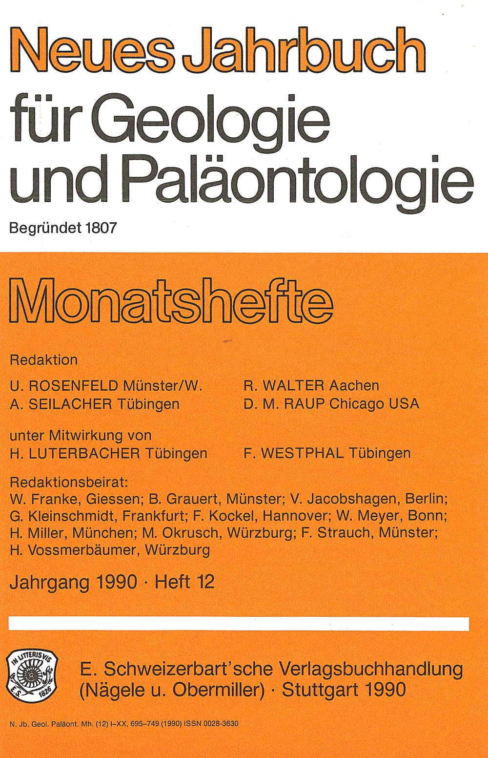 Cover image of: Neues Jahrbuch für Geologie und Paläontologie - Monatshefte Jg. 1990 Heft 12