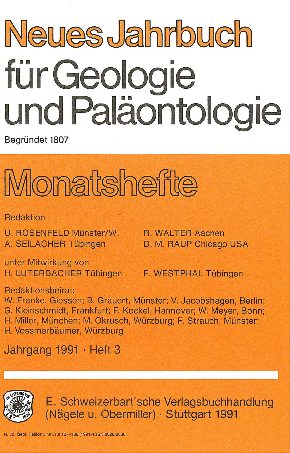 Image de couverture de: Neues Jahrbuch für Geologie und Paläontologie - Monatshefte Jg. 1991 Heft 3