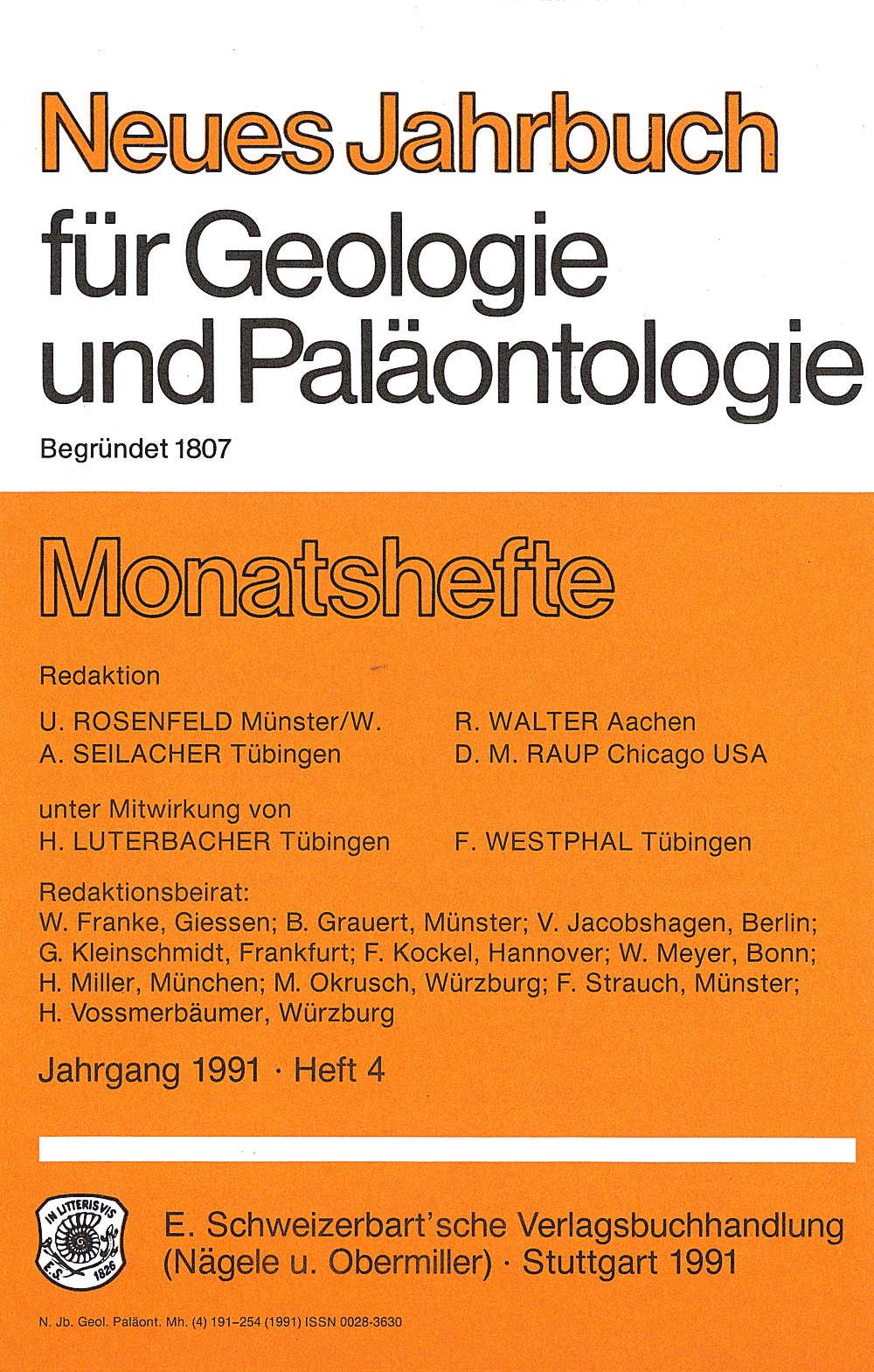 Image de couverture de: Neues Jahrbuch für Geologie und Paläontologie - Monatshefte Jg. 1991 Heft 4
