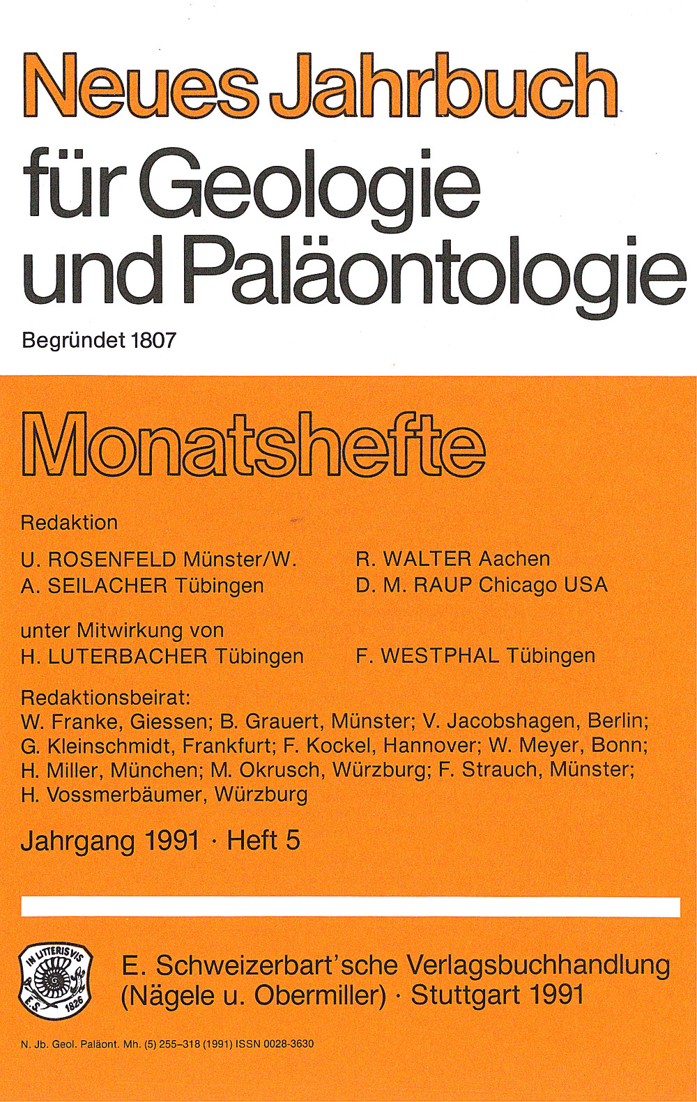 Image de couverture de: Neues Jahrbuch für Geologie und Paläontologie - Monatshefte Jg. 1991 Heft 5
