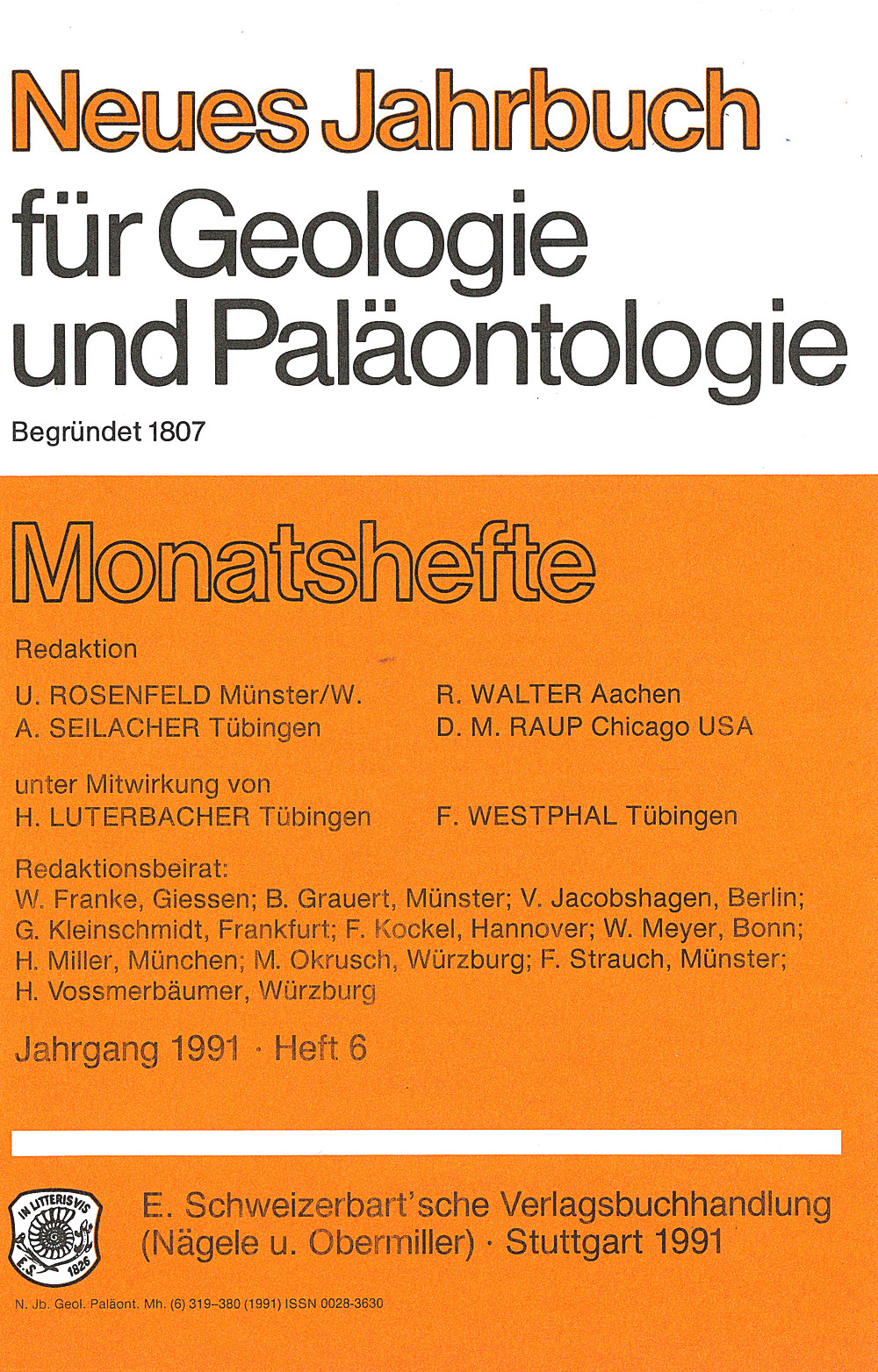 Image de couverture de: Neues Jahrbuch für Geologie und Paläontologie - Monatshefte Jg. 1991 Heft 6