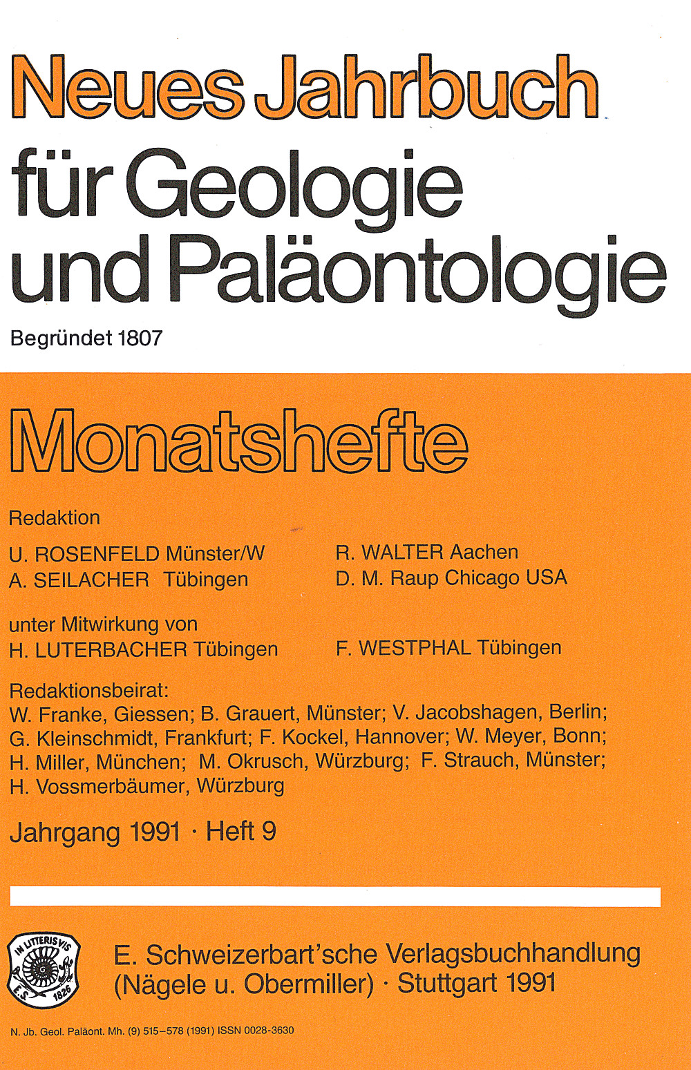 Image de couverture de: Neues Jahrbuch für Geologie und Paläontologie - Monatshefte Jg. 1991 Heft 9