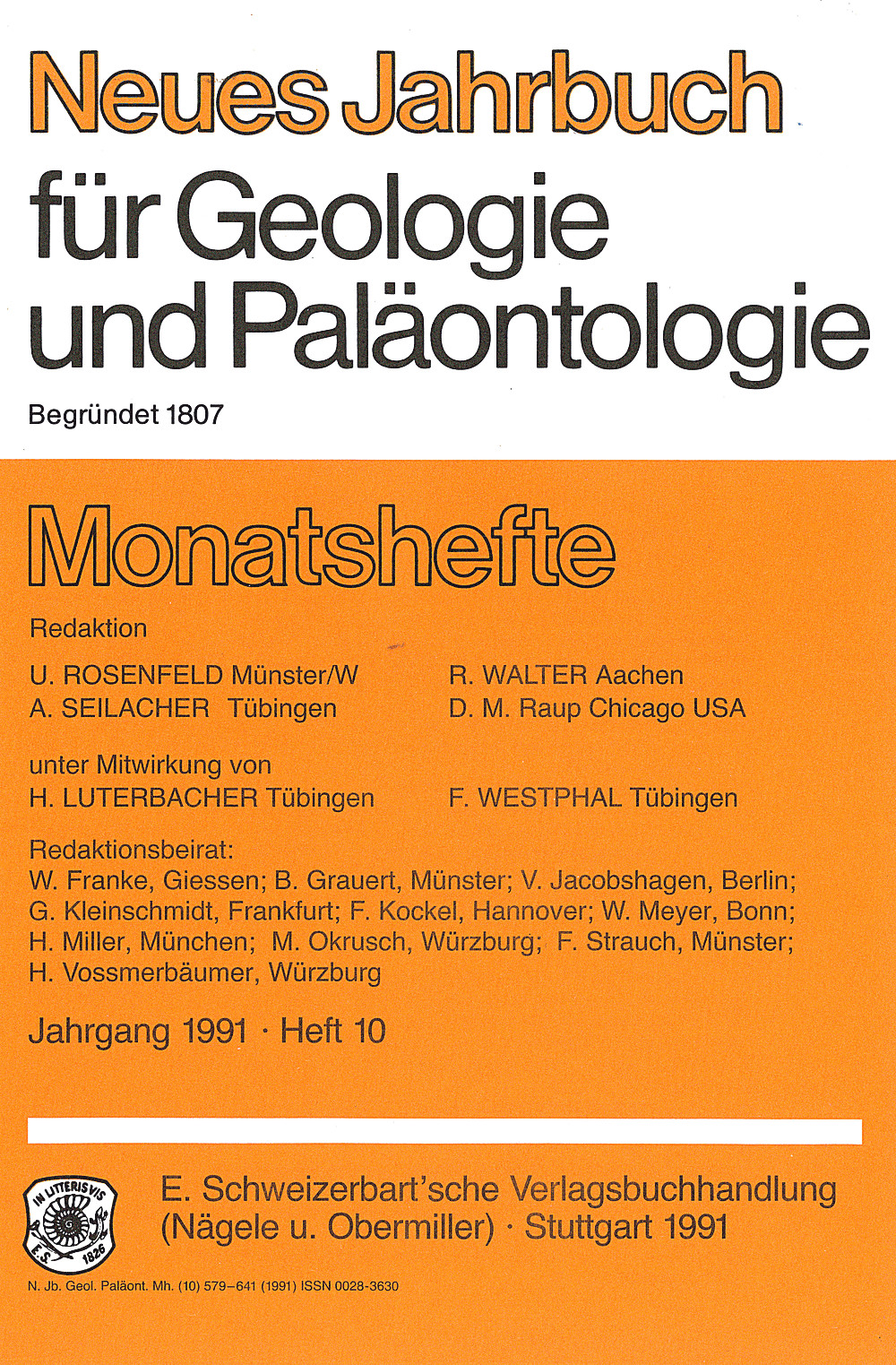 Image de couverture de: Neues Jahrbuch für Geologie und Paläontologie - Monatshefte Jg. 1991 Heft 10