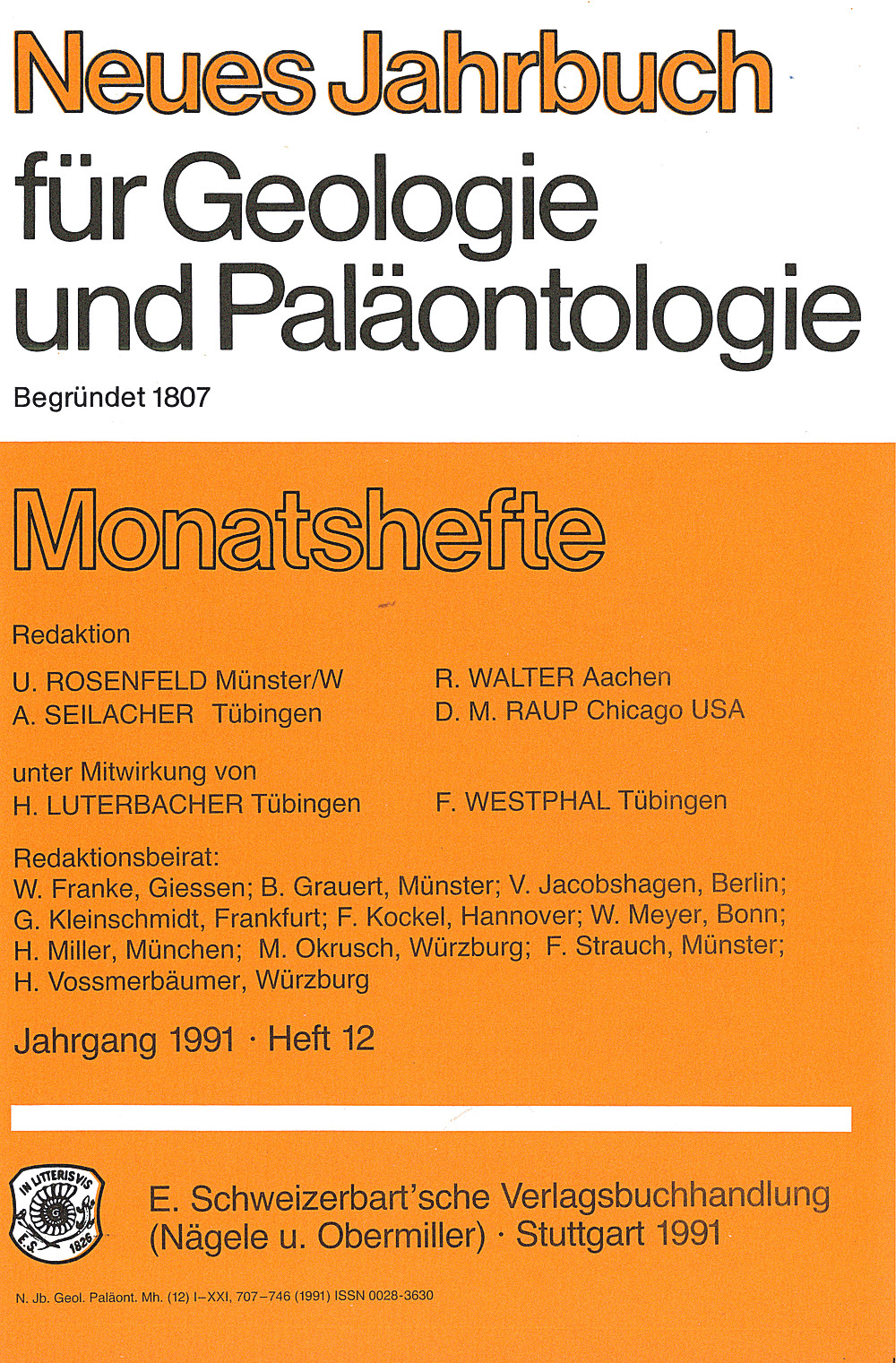 Image de couverture de: Neues Jahrbuch für Geologie und Paläontologie - Monatshefte Jg. 1991 Heft 12