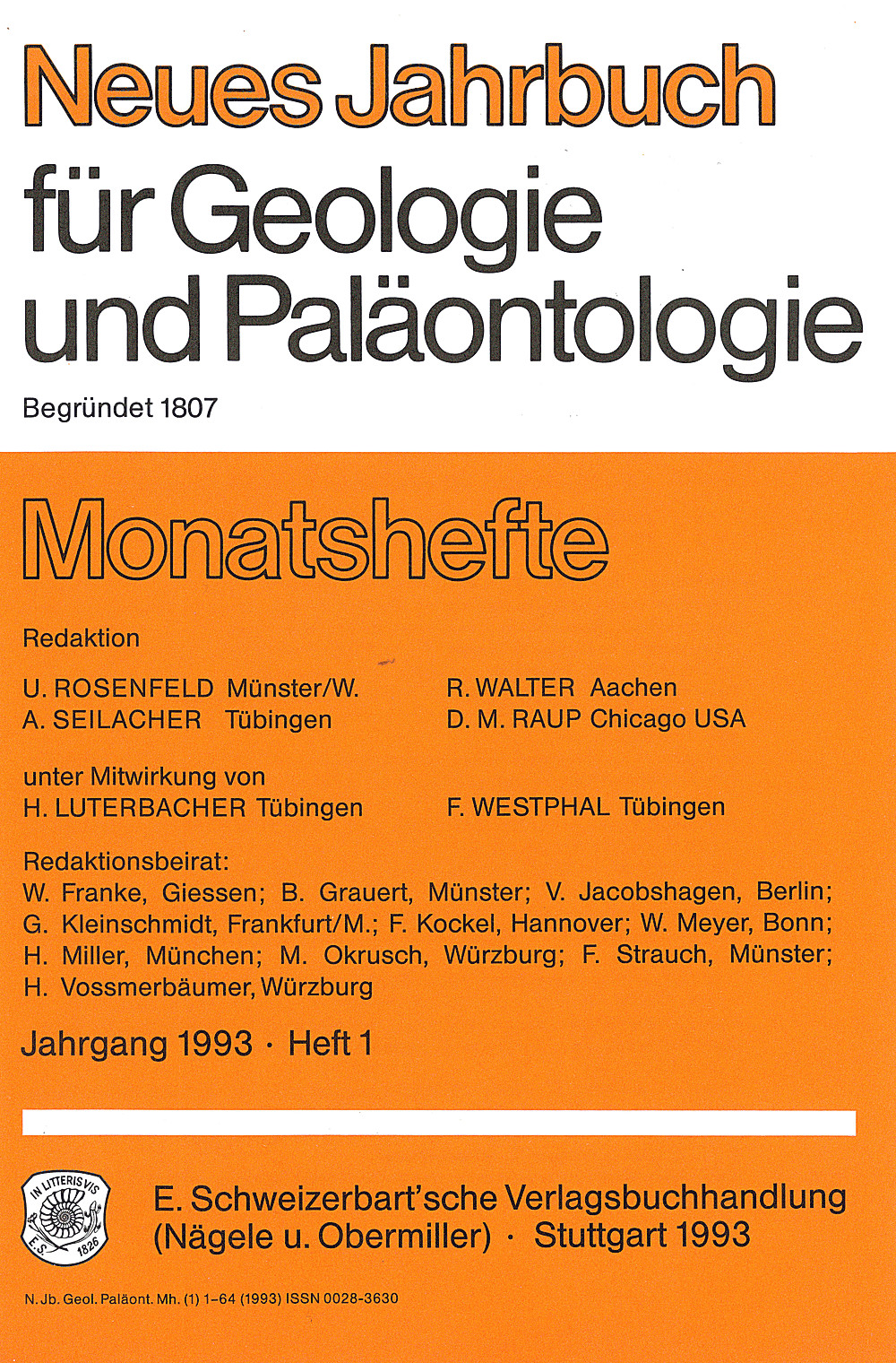 Cover image of: Neues Jahrbuch für Geologie und Paläontologie - Monatshefte Jg. 1993 Heft 1