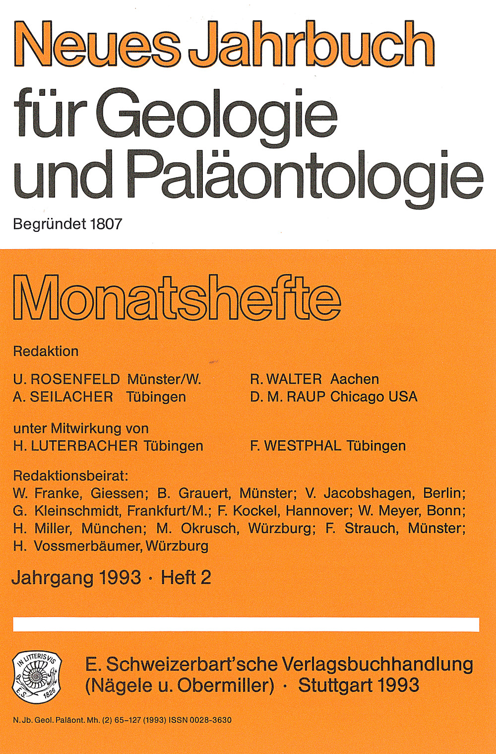 Cover image of: Neues Jahrbuch für Geologie und Paläontologie - Monatshefte Jg. 1993 Heft 2