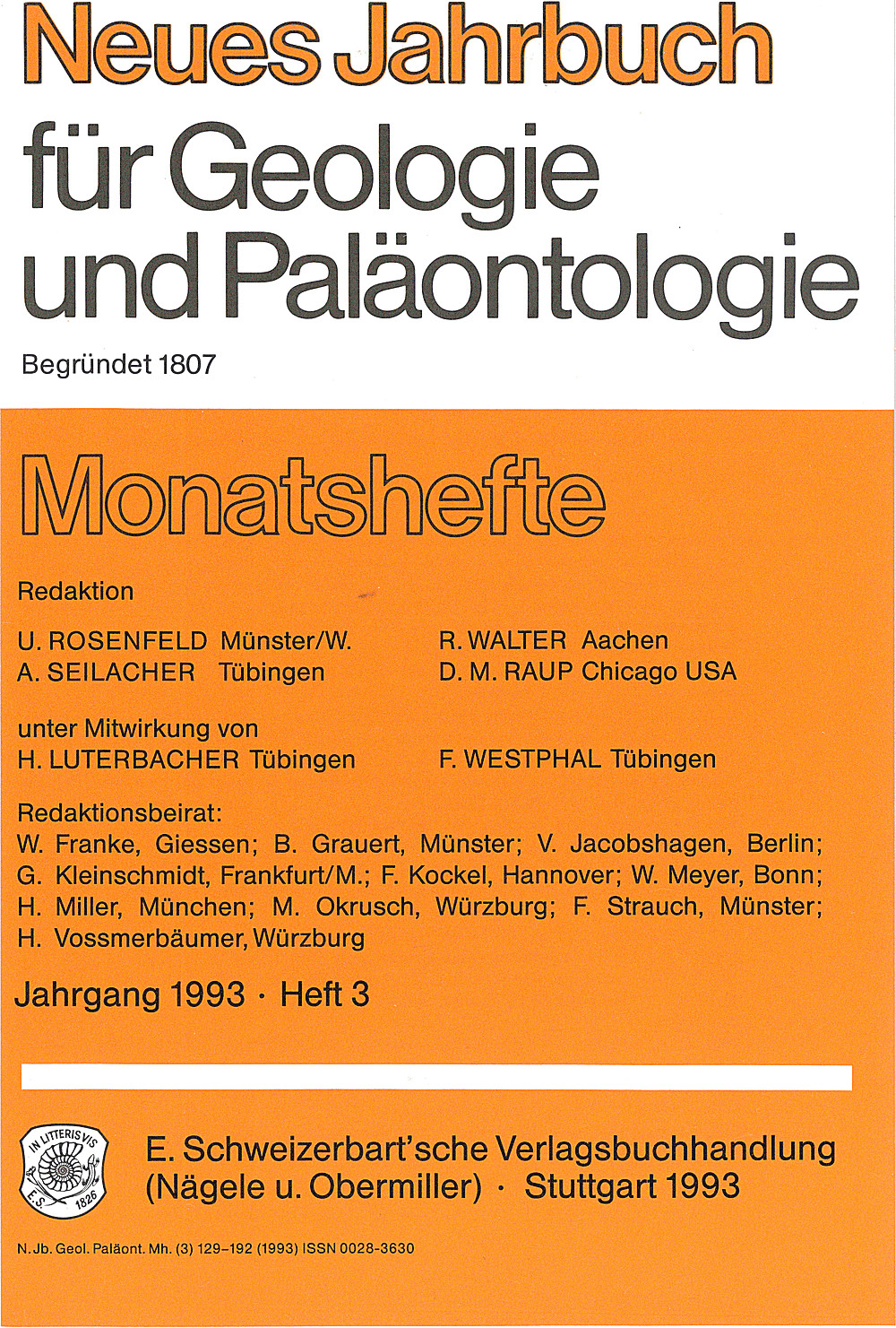 Cover image of: Neues Jahrbuch für Geologie und Paläontologie - Monatshefte Jg. 1993 Heft 3