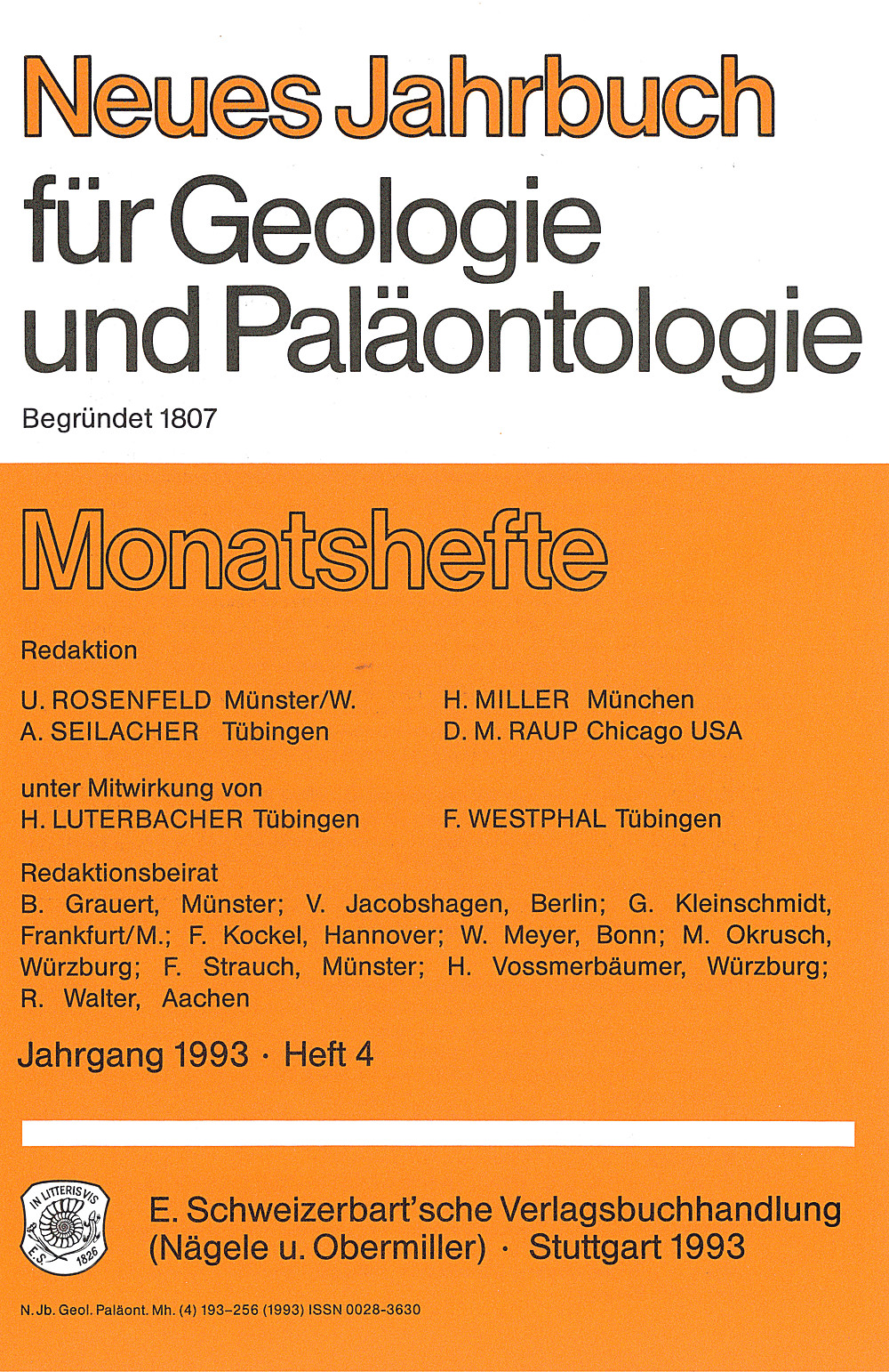 Cover image of: Neues Jahrbuch für Geologie und Paläontologie - Monatshefte Jg. 1993 Heft 4