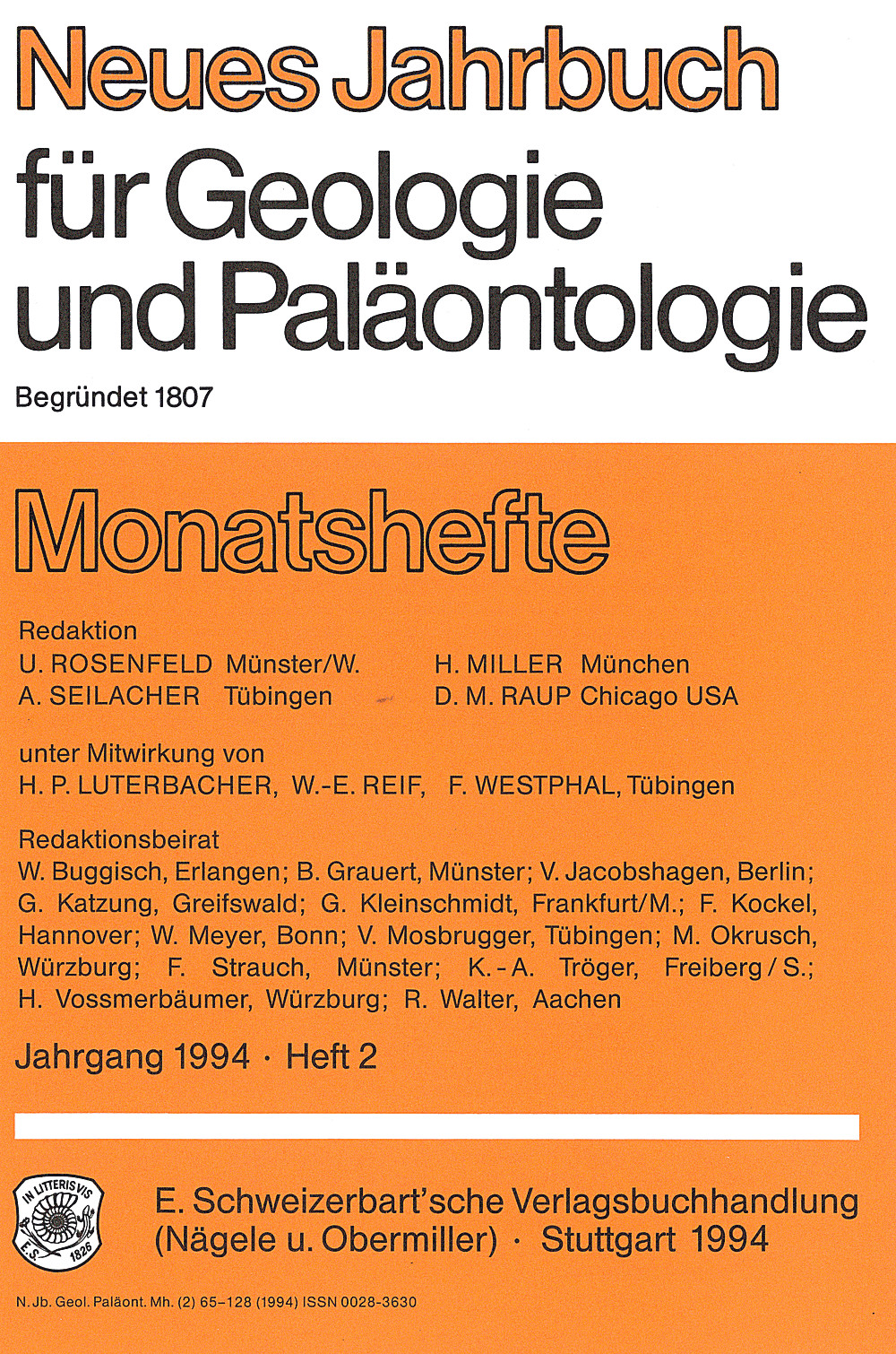 Cover image of: Neues Jahrbuch für Geologie und Paläontologie - Monatshefte Jg. 1994 Heft 2