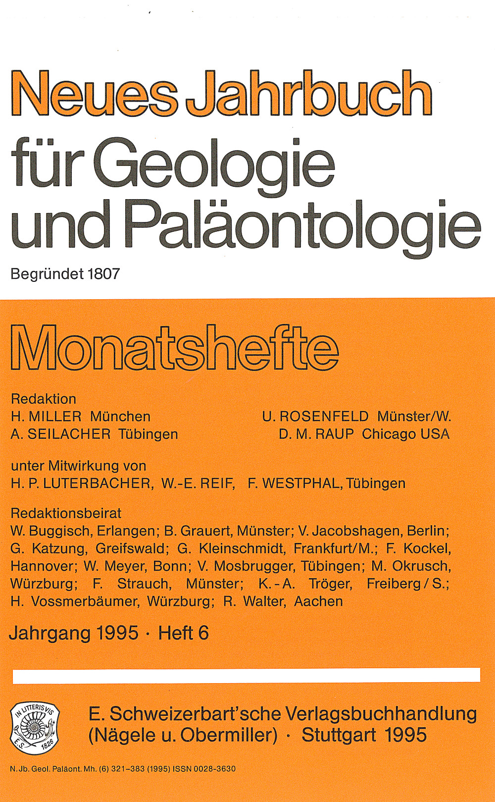 Cover image of: Neues Jahrbuch für Geologie und Paläontologie - Monatshefte Jg. 1995 Heft 6