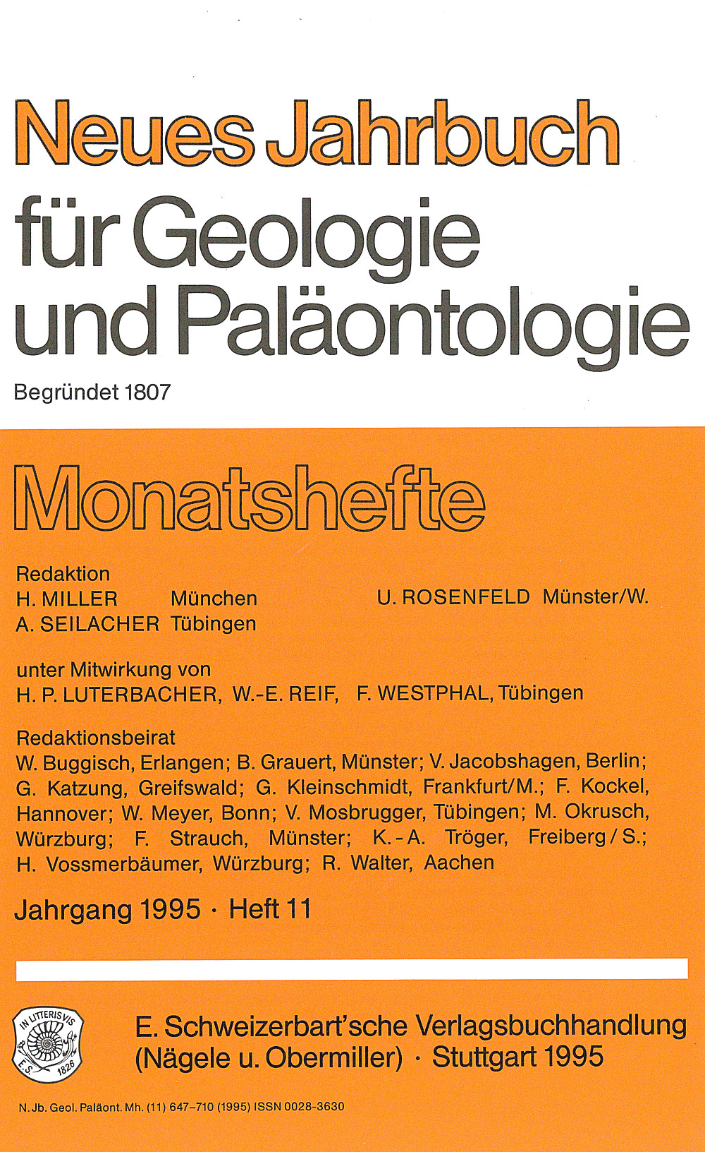 Cover image of: Neues Jahrbuch für Geologie und Paläontologie - Monatshefte Jg. 1995 Heft 11