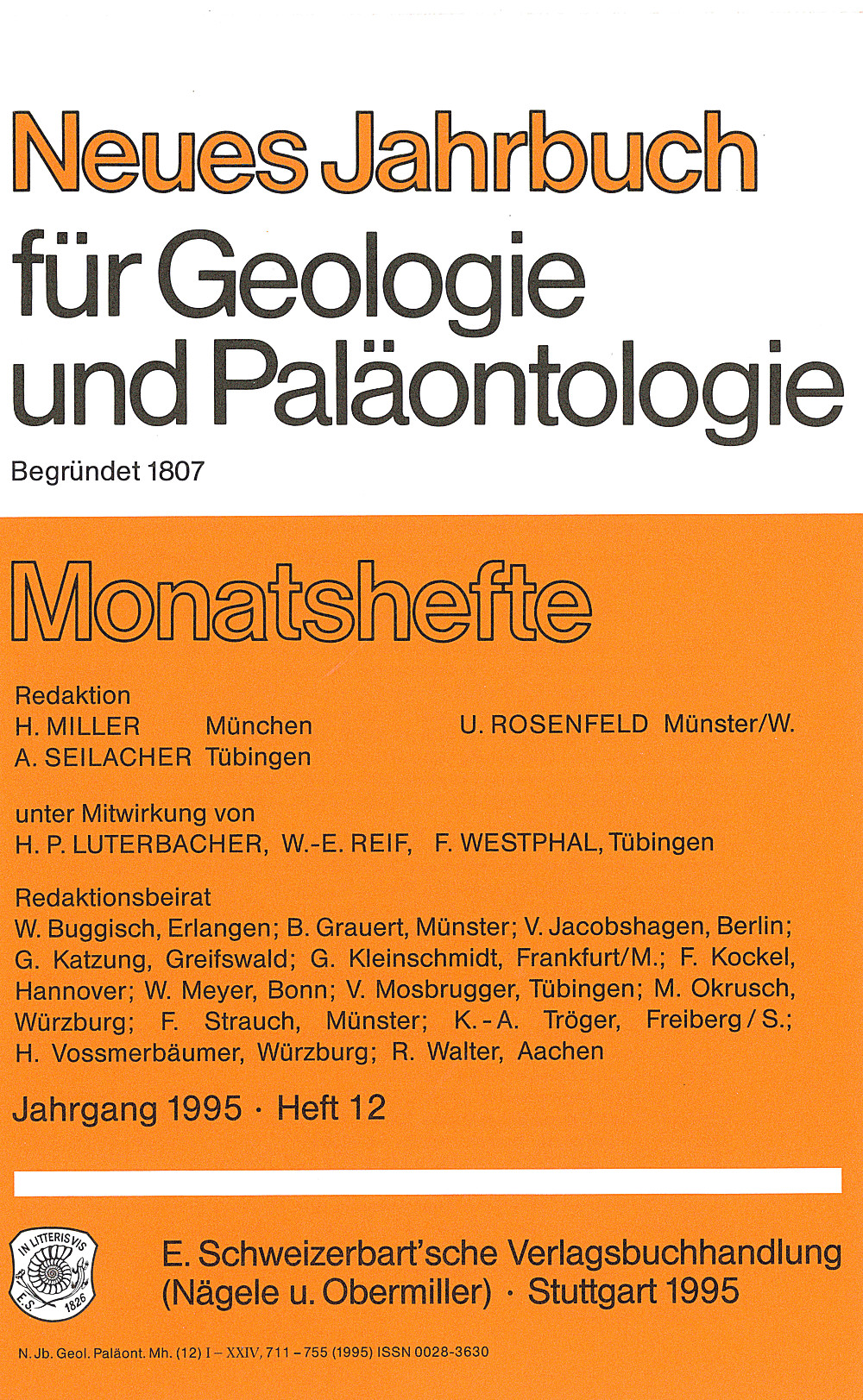 Cover image of: Neues Jahrbuch für Geologie und Paläontologie - Monatshefte Jg. 1995 Heft 12