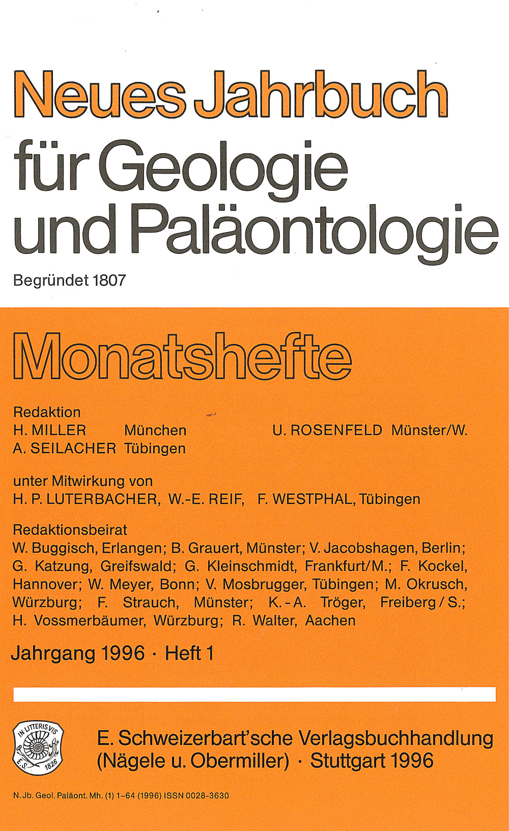 Cover image of: Neues Jahrbuch für Geologie und Paläontologie - Monatshefte Jg. 1996 Heft 1