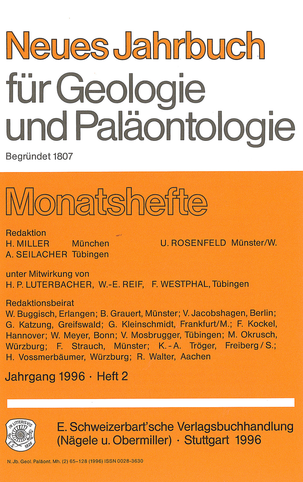 Cover image of: Neues Jahrbuch für Geologie und Paläontologie - Monatshefte Jg. 1996 Heft 2
