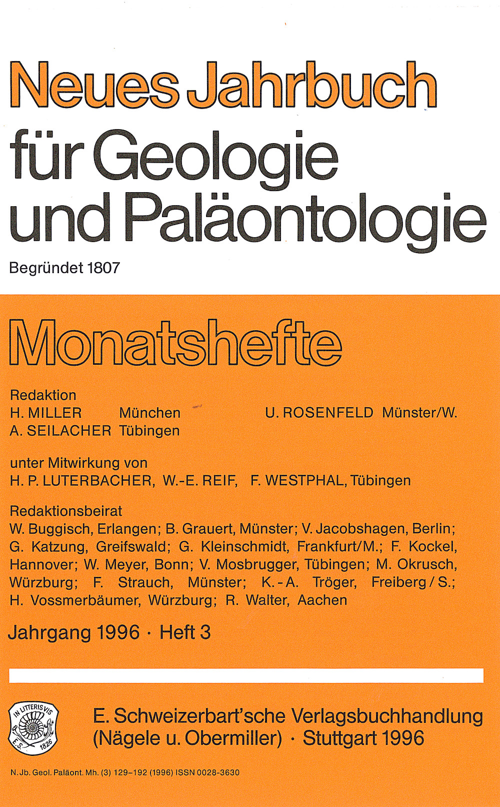 Cover image of: Neues Jahrbuch für Geologie und Paläontologie - Monatshefte Jg. 1996 Heft 3