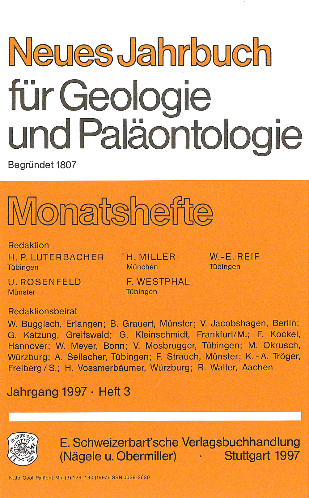 Cover image of: Neues Jahrbuch für Geologie und Paläontologie - Monatshefte Jg. 1997 Heft 3