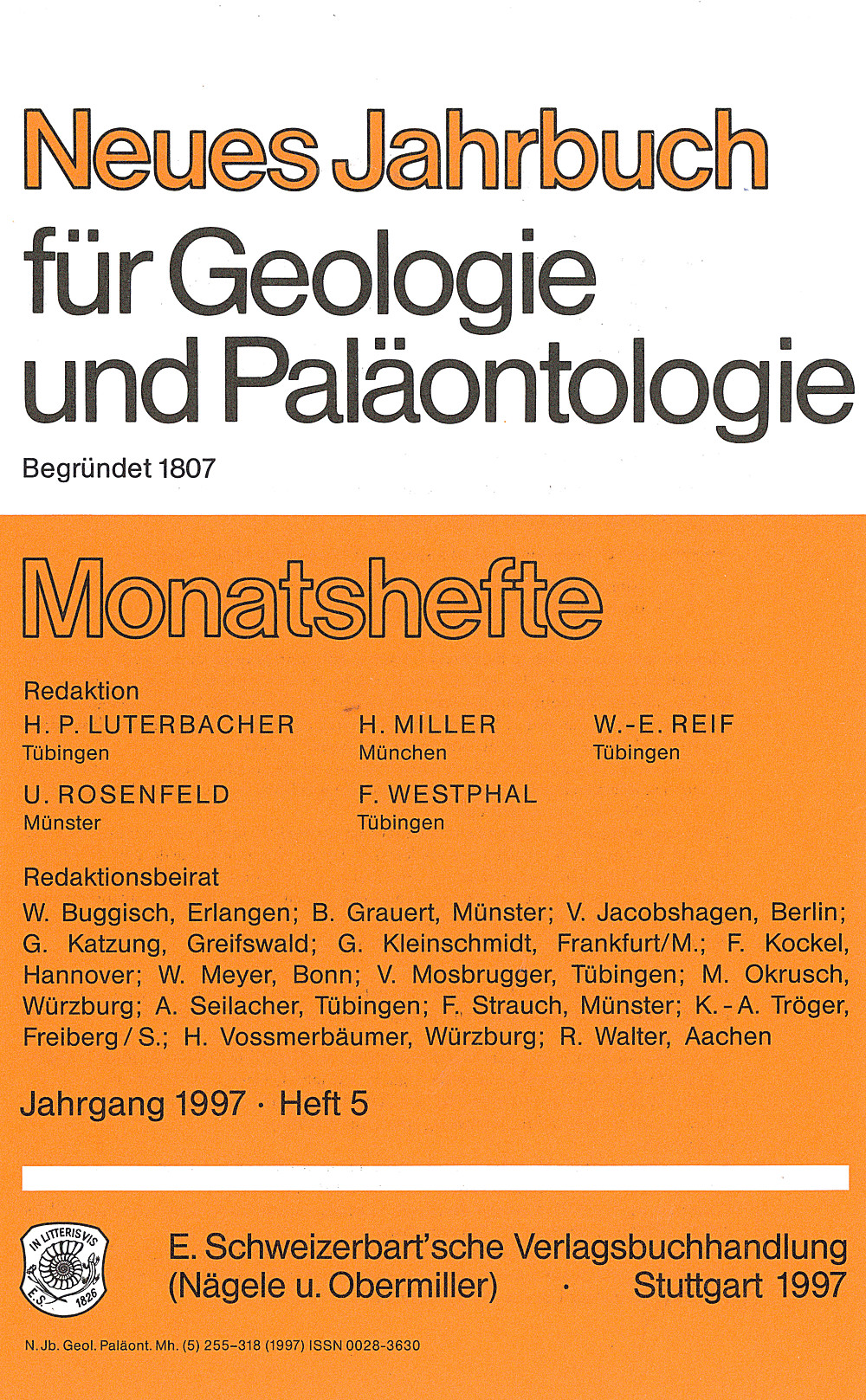 Cover image of: Neues Jahrbuch für Geologie und Paläontologie - Monatshefte Jg. 1997 Heft 5