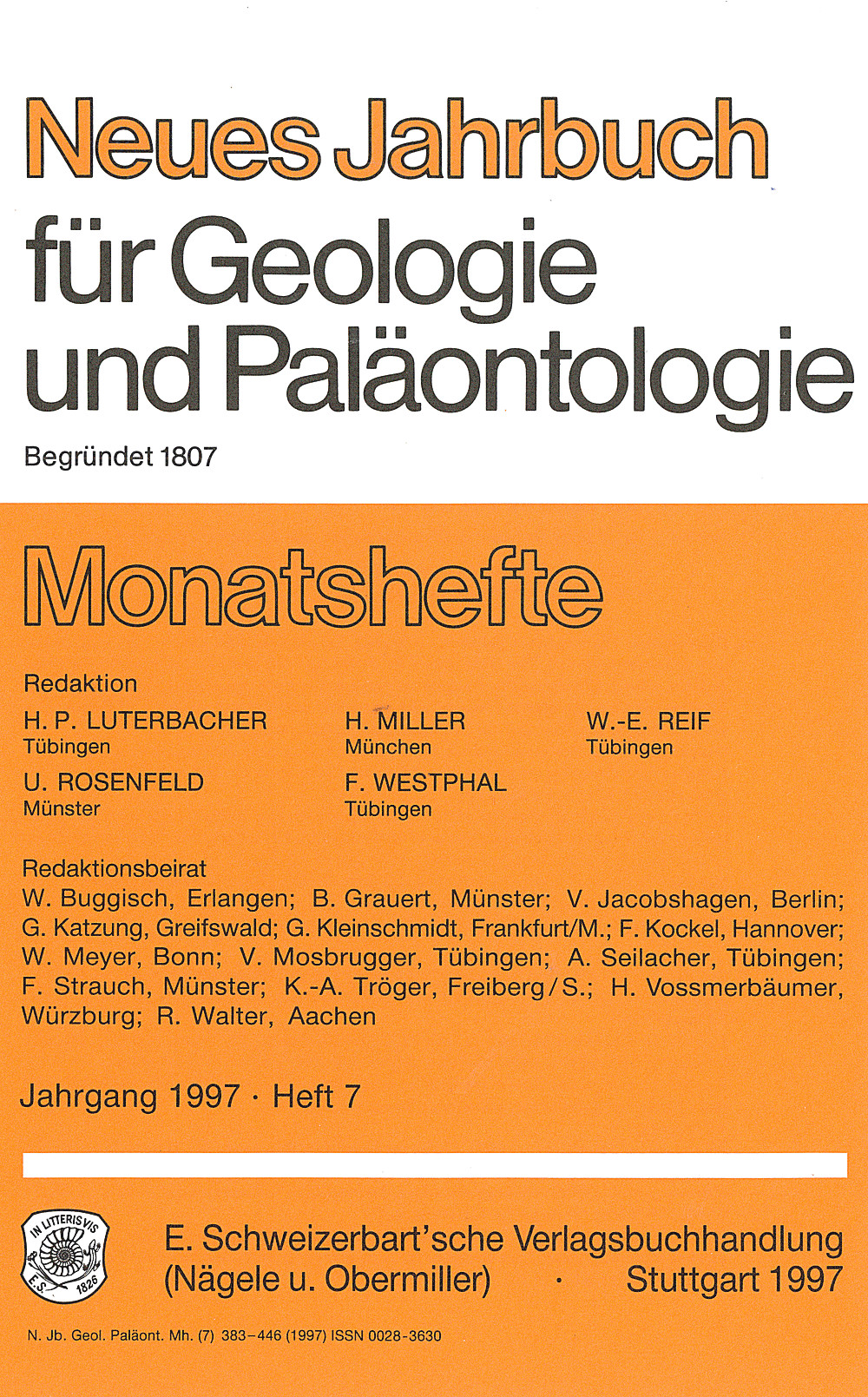 Cover image of: Neues Jahrbuch für Geologie und Paläontologie - Monatshefte Jg. 1997 Heft 7