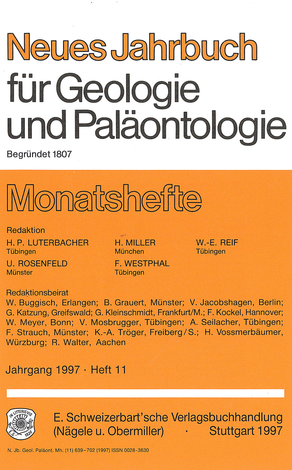Cover image of: Neues Jahrbuch für Geologie und Paläontologie - Monatshefte Jg. 1997 Heft 11