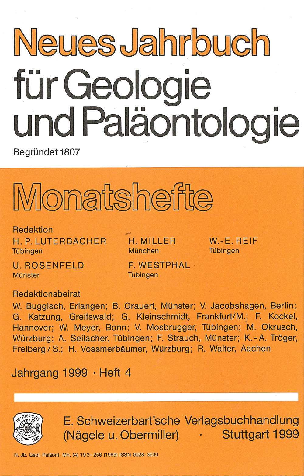 Cover image of: Neues Jahrbuch für Geologie und Paläontologie - Monatshefte Jg. 1999 Heft 4