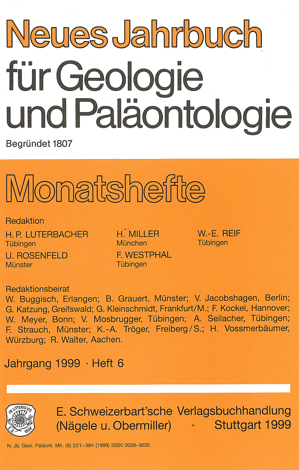 Cover image of: Neues Jahrbuch für Geologie und Paläontologie - Monatshefte Jg. 1999 Heft 6
