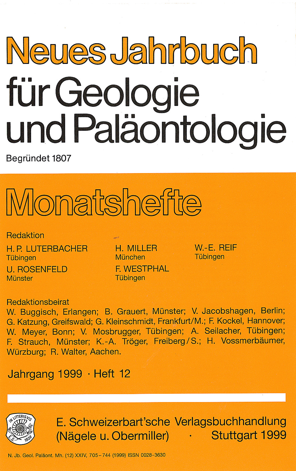 Cover image of: Neues Jahrbuch für Geologie und Paläontologie - Monatshefte Jg. 1999 Heft 12