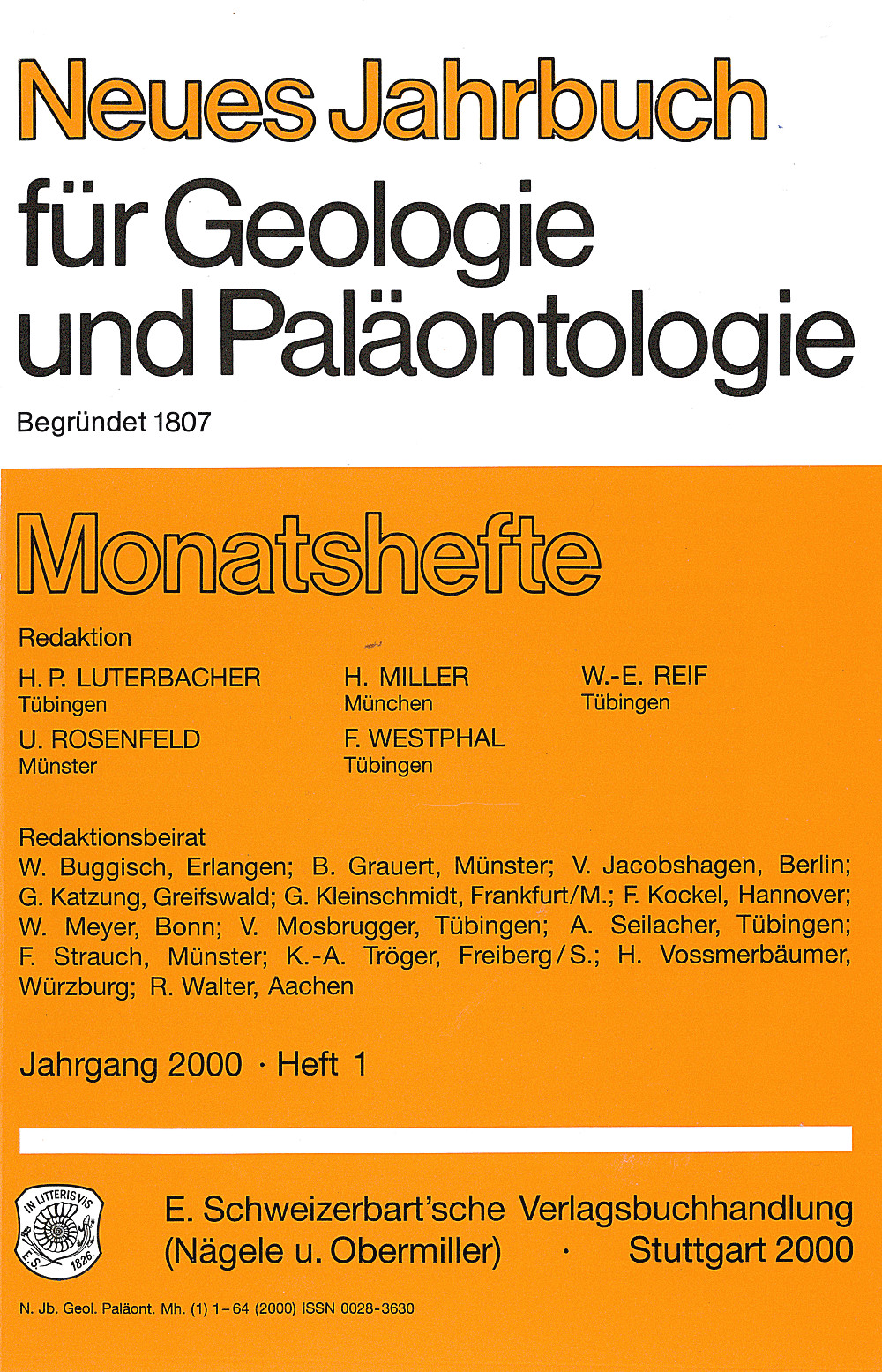 Cover image of: Neues Jahrbuch für Geologie und Paläontologie - Monatshefte Jg. 2000 Heft 1