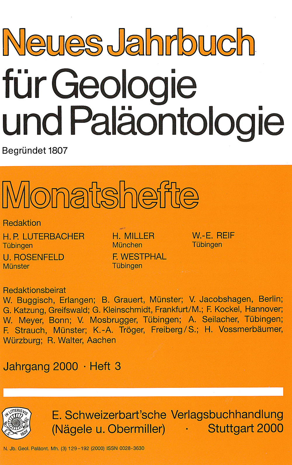Cover image of: Neues Jahrbuch für Geologie und Paläontologie - Monatshefte Jg. 2000 Heft 3