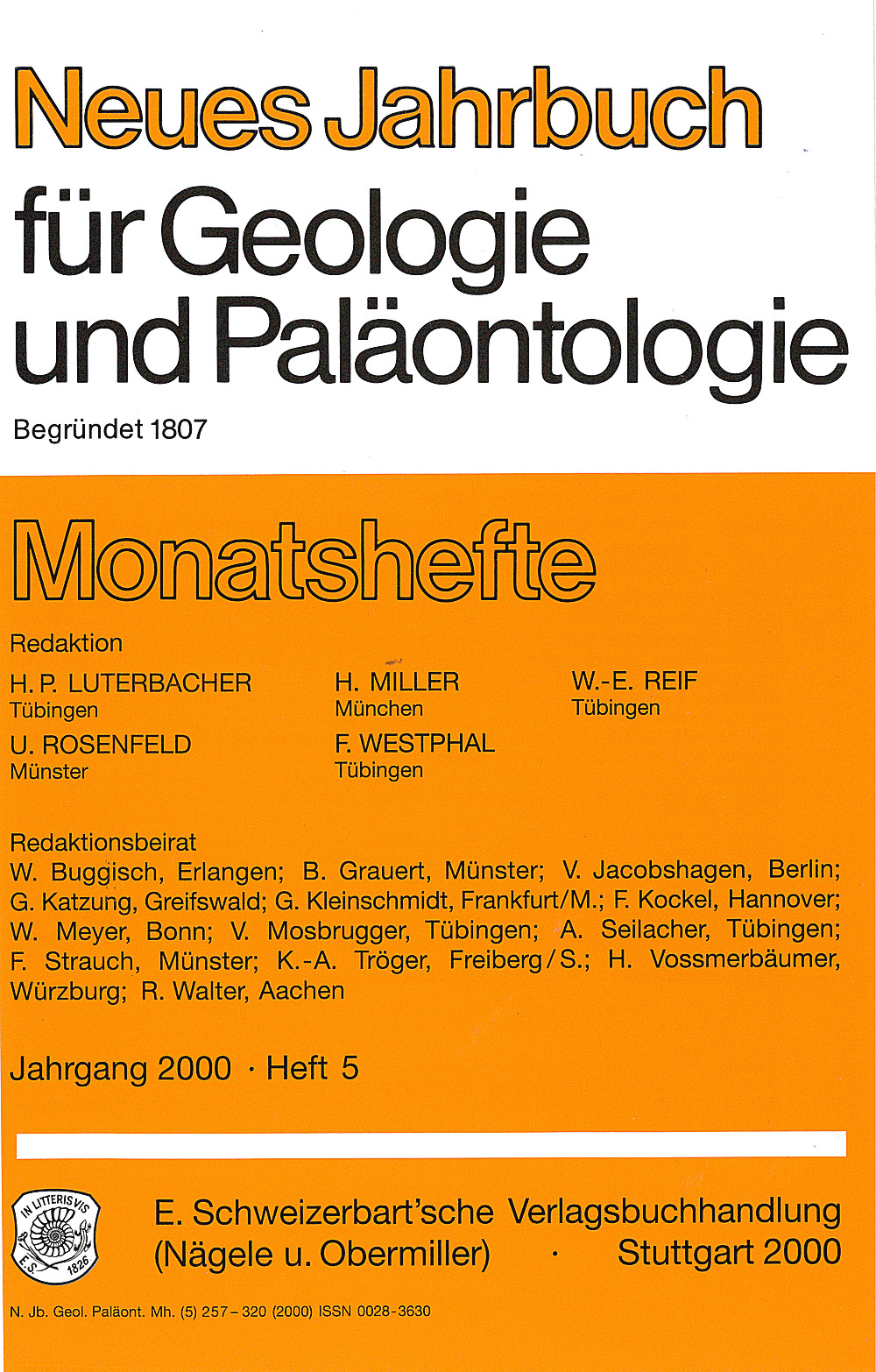 Cover image of: Neues Jahrbuch für Geologie und Paläontologie - Monatshefte Jg. 2000 Heft 5