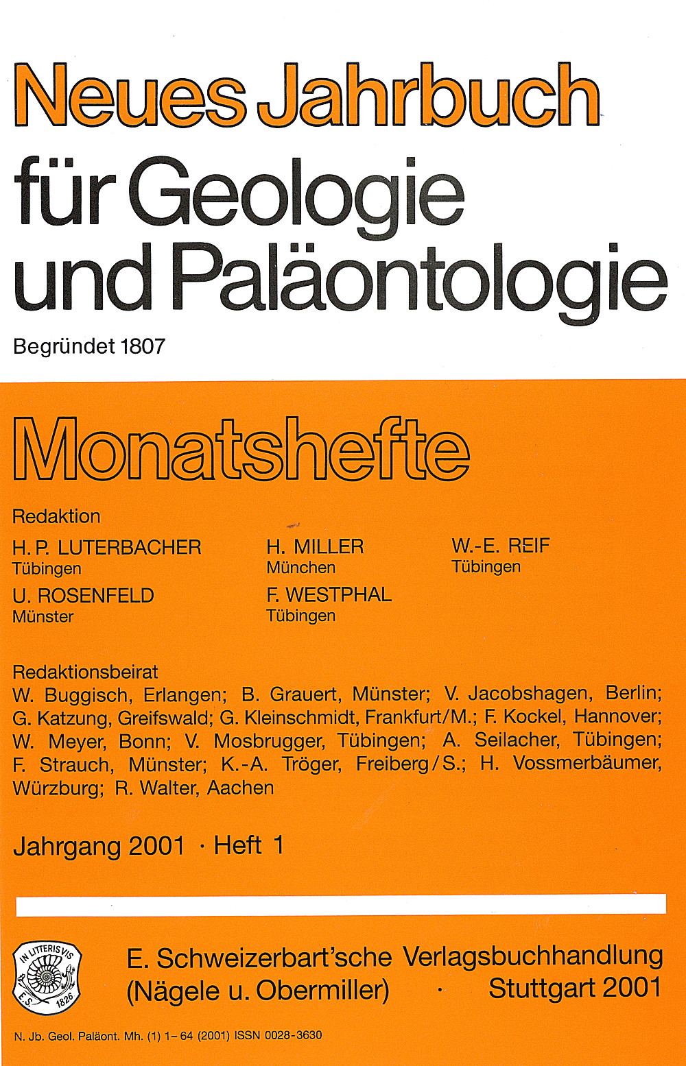 Image de couverture de: Neues Jahrbuch für Geologie und Paläontologie - Monatshefte Jg. 2001 Heft 1
