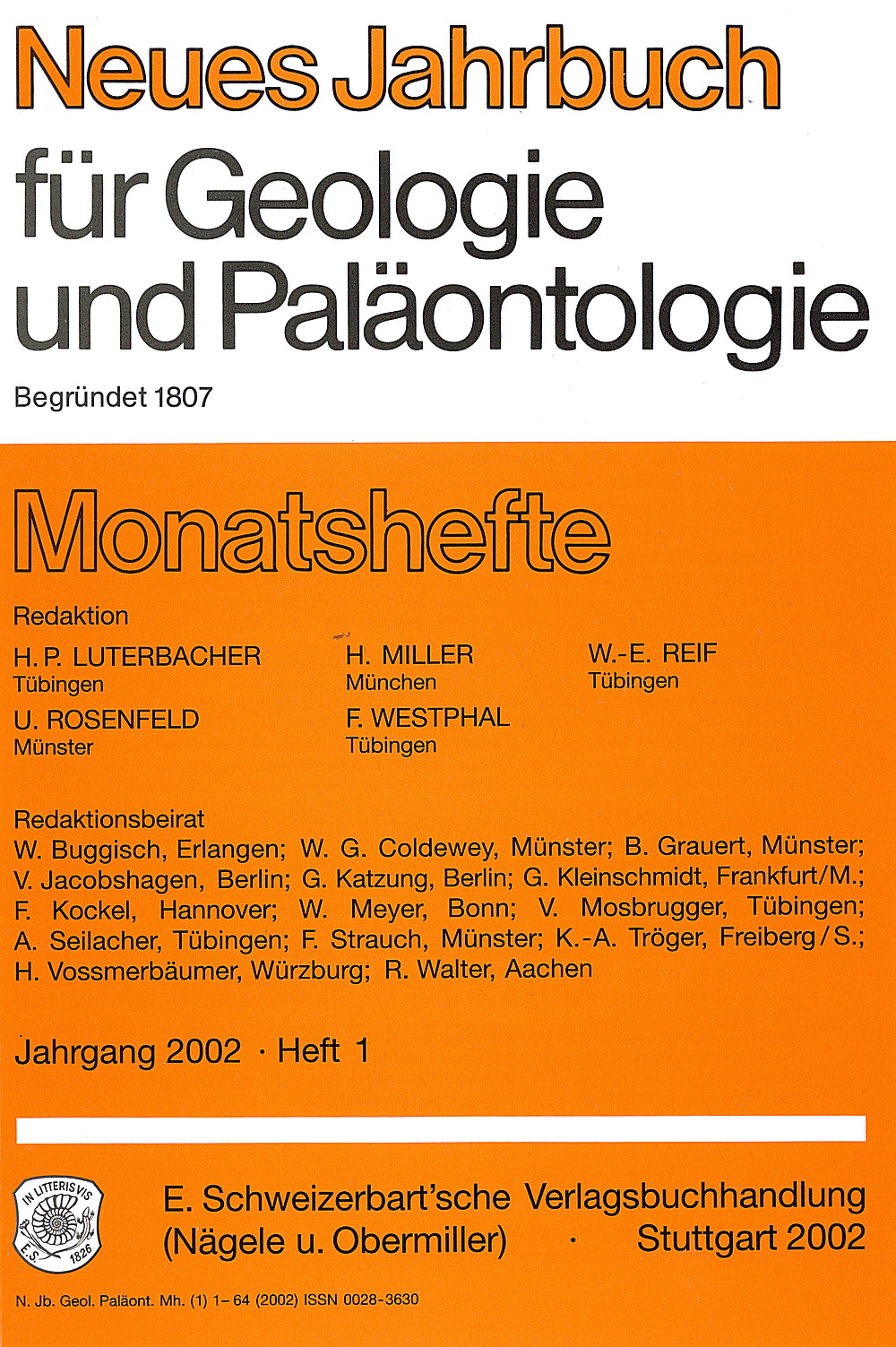 Cover image of: Neues Jahrbuch für Geologie und Paläontologie - Monatshefte Jg. 2002 Heft 1
