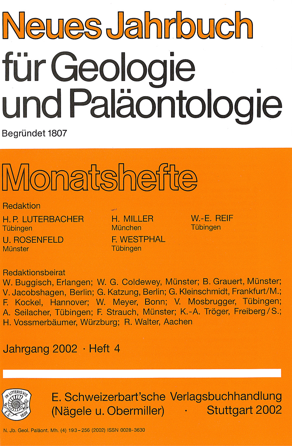 Cover image of: Neues Jahrbuch für Geologie und Paläontologie - Monatshefte Jg. 2002 Heft 4