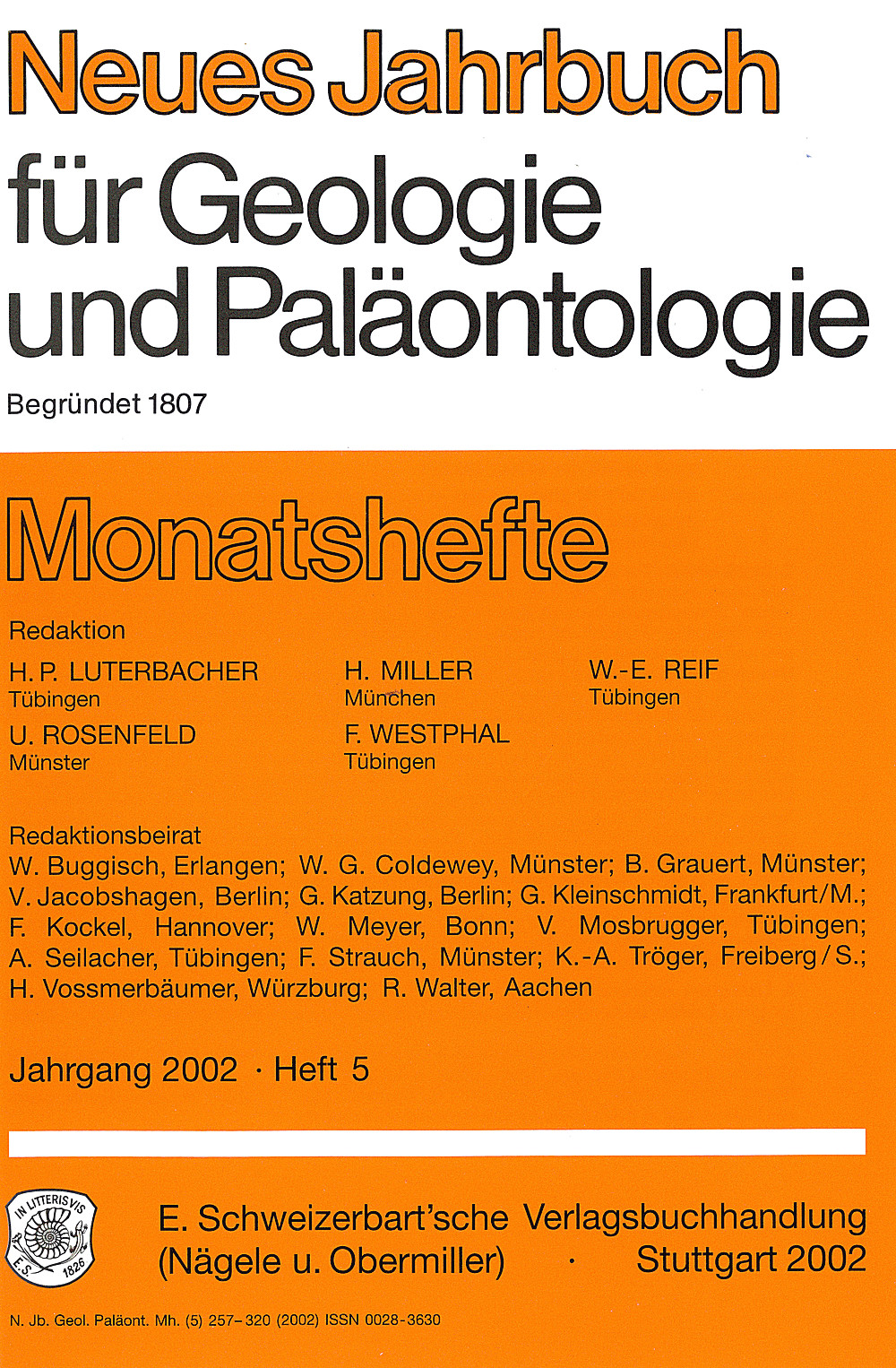 Cover image of: Neues Jahrbuch für Geologie und Paläontologie - Monatshefte Jg. 2002 Heft 5