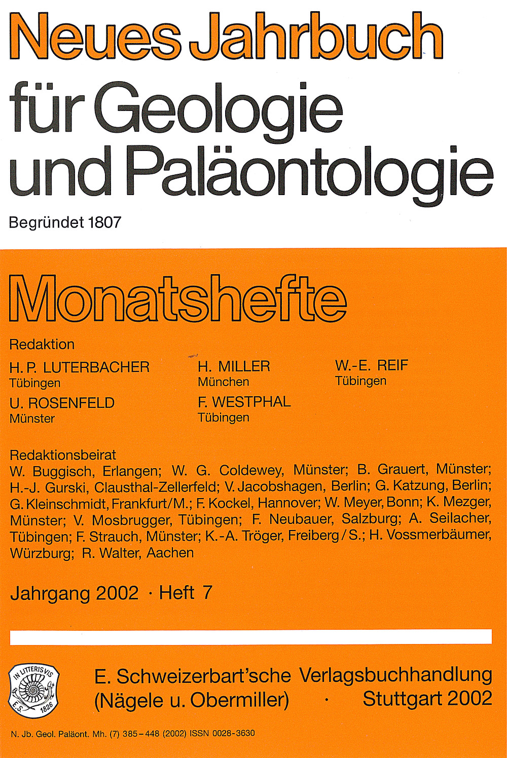 Cover image of: Neues Jahrbuch für Geologie und Paläontologie - Monatshefte Jg. 2002 Heft 7